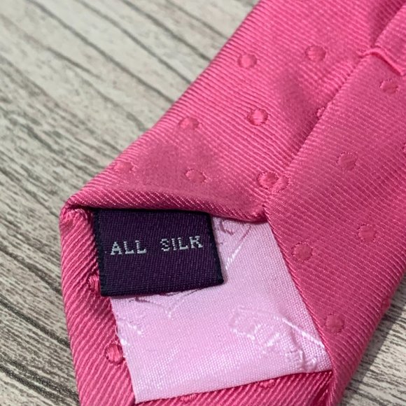 TM LEWIN Pink Polka Dot Silk Neck Tie - Picture 7 of 7
